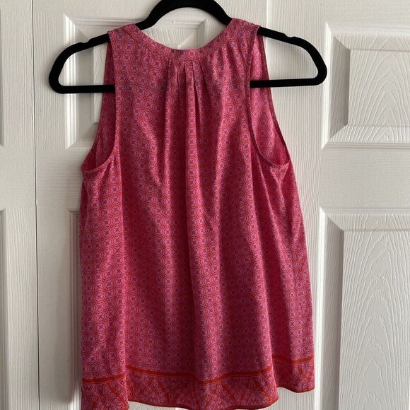 JOIE Women's Silk Pink Sleeveless Gemoetric Blouse Spring Top Feminine Tunic - Picture 5 of 8